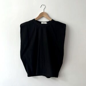 EVA PADDED SHOULDER MUSCLE T-SHIRT - BLACK
